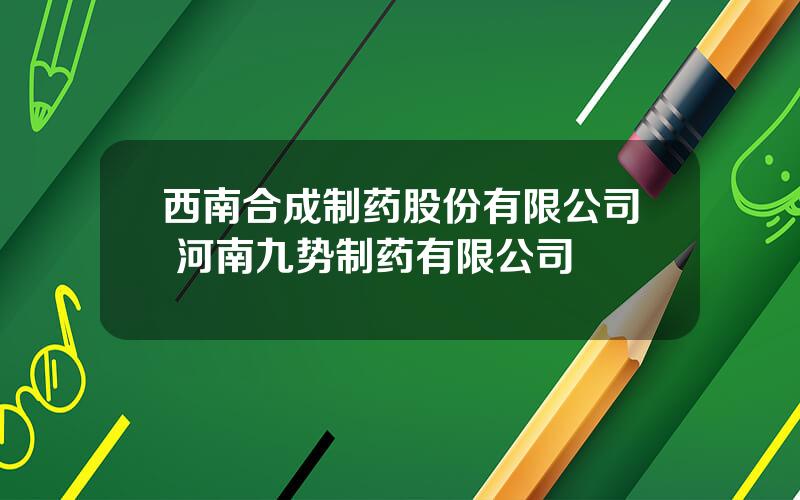 西南合成制药股份有限公司 河南九势制药有限公司